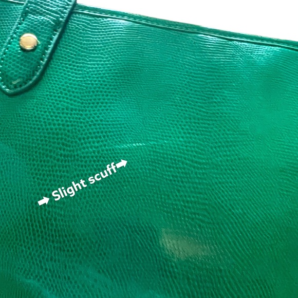 Ralph Lauren Green Textured Leather Zip Satchel 13x9x4.5” - Picture 14 of 15